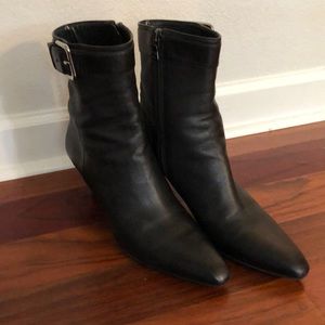 Prada high heel buckle ankle boots